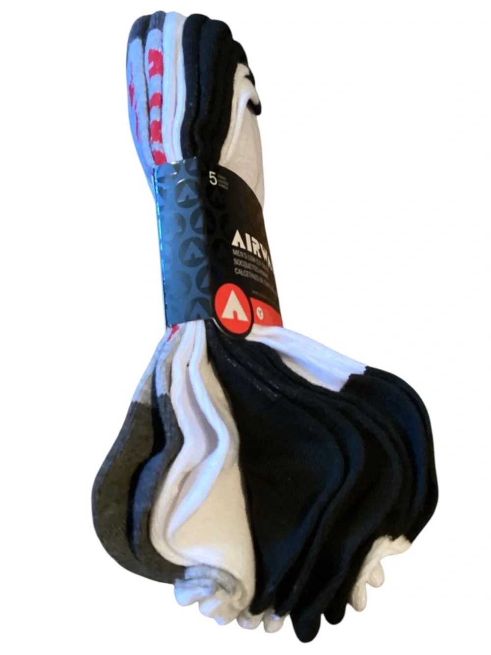 Airwalk Men’s Low Cut Socks 5 Pair Pack White Black Gray Shoe Size 7-12 NWT